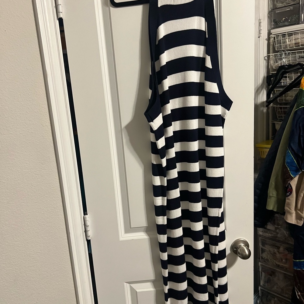 Navy and White Striped Dress